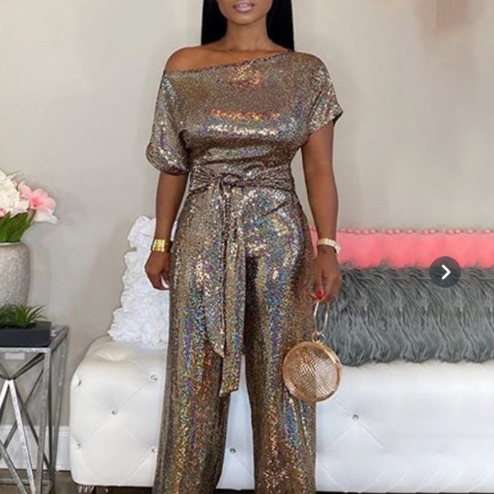 Ladies Banquet Evening Jumpsuit Sequin